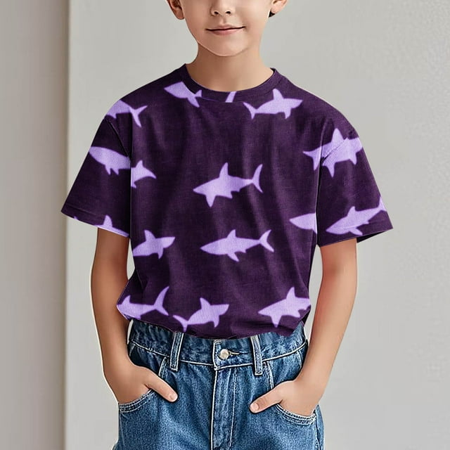 DecSea T-shirt Respirant Unisexe d'Été pour Enfants T-shirt Tendance pour Enfants T-shirt Imprimé Col Rond Confortable T-shirt Ample à Manches Courtes Blouse Décontractée