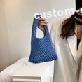 thumbnail image 3 of Cotton Thread Handbags Straw Woven Hollow Net Shopping Beach Vacation Purses, 3 of 8