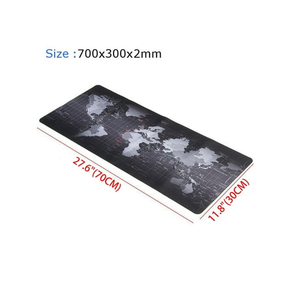 AUBEAMTO Extended L-Size Gaming Mouse Pad - 27.5"x11.8"x0.08" Dimension - Portable with Extended XL Size - Non-slip Rubber Base - Special Treated Textured Weave with Precision Control (worldmap)
