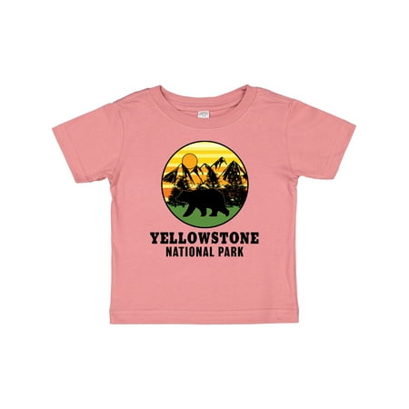 

Inktastic Yellowstone National Park with Bear Mountains and Trees Cricle Gift Baby Boy or Baby Girl T-Shirt