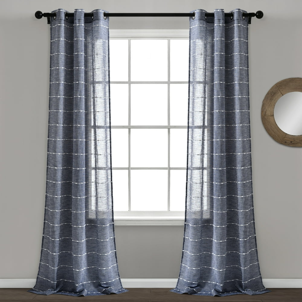 Lush Decor Farmhouse Textured Grommet Sheer Window Curtain