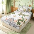 thumbnail image 3 of Erosebridal Boho Cartoon Dinosaur Zipper Twin Comforter Sets with Fitted Sheet and 2 Pillowcases for Boys Girls, Green Tropical Leaf Print Zipper Bedding Set, Reversible, 4 Pieces, 3 of 7