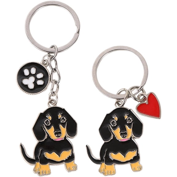 vlrwzc Metal Dachshund Dog Keychains Cute Dachshund Dog Keyring Car Key Ring Pet Dogs Heart Tag Key Metal Pendant for Friend Gifts