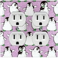 thumbnail image 1 of Metal Light Switch Plate Cover Cute Penguins Ice Skating Purple BRD003, 1 of 13