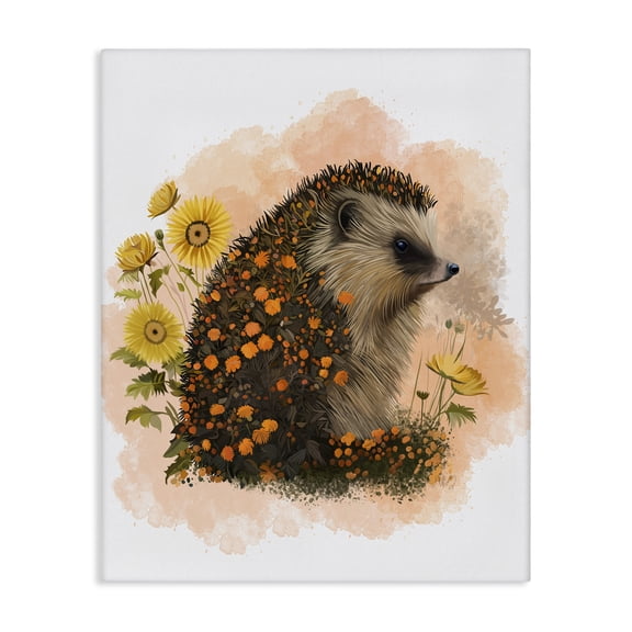 Stupell Industries Eclectic Wildflower Patterned Hedgehog Canvas Art, 16 x 20, by Fab Funky