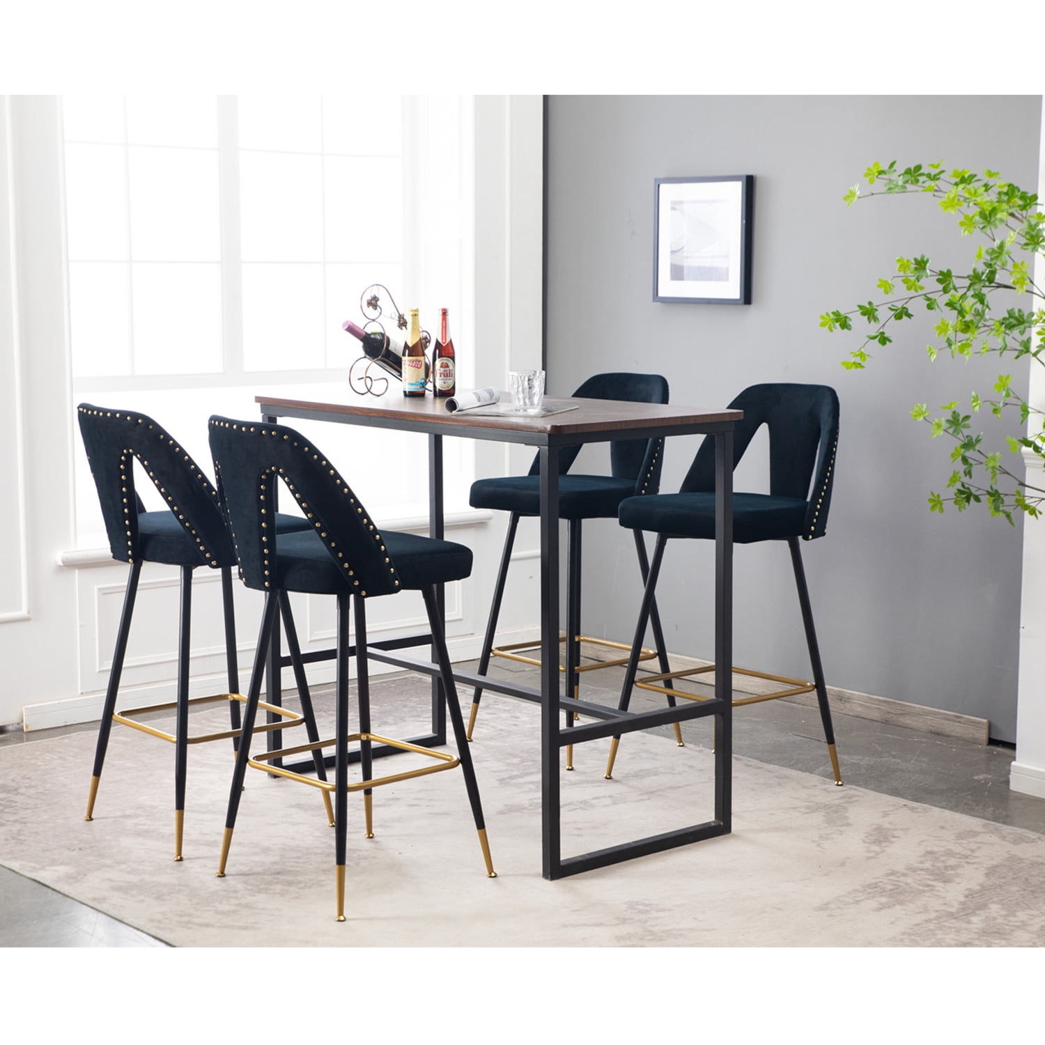 Kadyn 28 Inch Bar Stools, Velvet Counter Height Stools Set of 2, Modern Bar Chairs with Back for Dining Room, Black Kadyn 28 Inch Bar Stools, Velvet Counter Height Stools Set of 2, Modern Bar Chairs with Back for Dining Room, Black