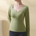 thumbnail image 6 of Thermal Long Length Sleeve Women's Base Tops Square Neck Lined Base Layer Warm Undershirts Cold Weather(Color:Green,Size:XL), 6 of 8