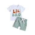 thumbnail image 1 of xiaxaixu Ensemble Assorti Grand Frère Petit Frère, T-Shirt à Manches Courtes Imprimé Lettre + Short, 1 of 9