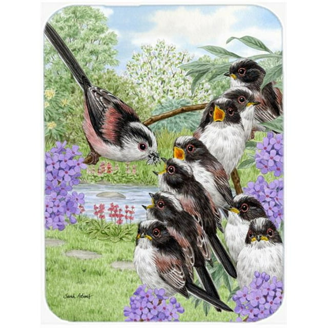 Carolines Treasures ASA2102LCB Long Tailed Tits Glass Cutting Board- Large