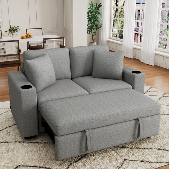 60.6" Modern Loveseat Sofa Pull-Out Sofa Bed Sofa Couch 2-Seater Sofa Chair for Living Room (Gray)