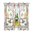 thumbnail image 2 of Sheer Curtains 2 Panels Set Grommet Drapes Window Treatments Light Filtering for Bedroom Living Room W42 x L63 Gingerbread Men Holly Leaves, 2 of 7