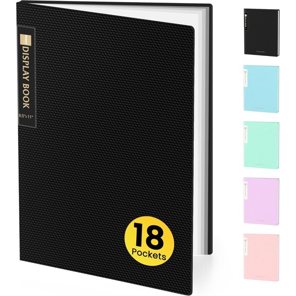 Binder with Plastic Sleeves 18-Pocket, Displays 36 Pages, 8.5"x11" | Presentation Folders with Clear Sheet Protectors, Art Portfolio Binder for Certificate & Office Project, Document Organ
