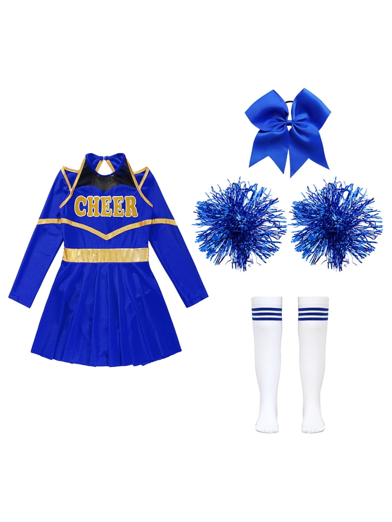 Sxiwei Girls Cheerleading Uniform Long Sleeve Leotard Dress Cheer