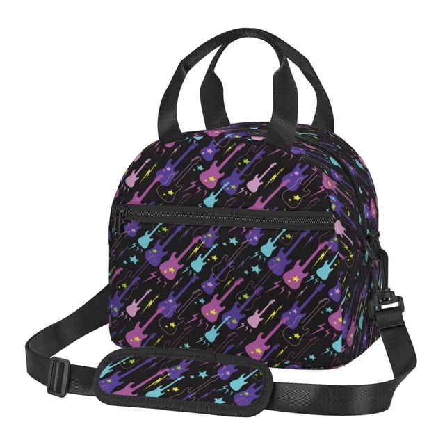 Easygdp Colorful Guitar Caja de Almuerzo para Mujeres y Hombres, Bolsa de Almuerzo Insulada, Bolsas Reutilizables Impermeables para Viajes, Trabajo y Picnics