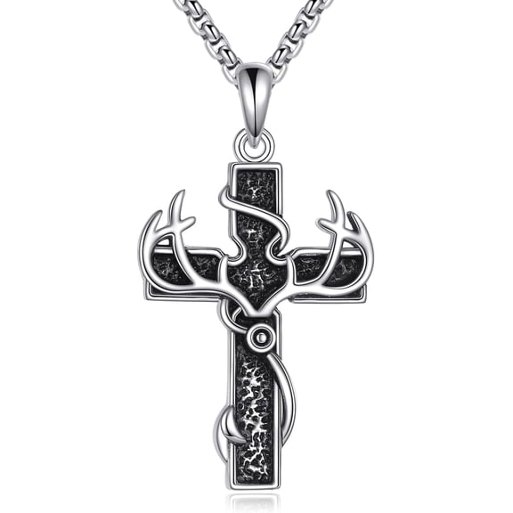 925 Sterling Silver Cross Necklace Gothic Crown of Thorns Orthodox Cross Turquoise Cross Necklaces Jewelry Gifts for Men Women