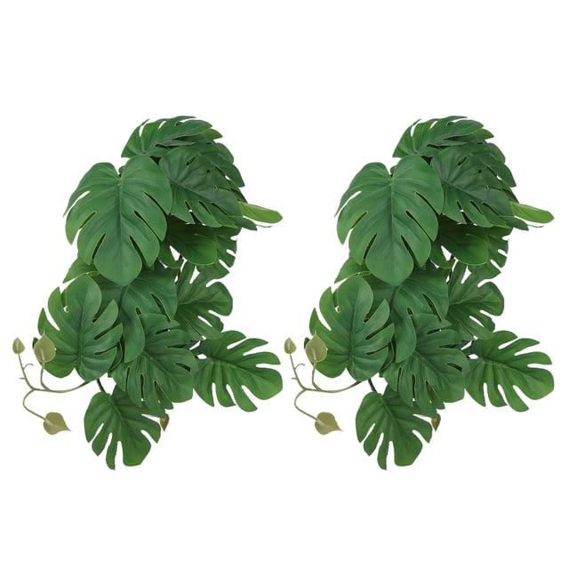 Artificial Reptile Plant, Artificial Plastic Plant Easy To Install For Fish Tanks For Reptile Pet Nests Monstera Leaves