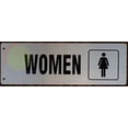 thumbnail image 2 of Women Restroom Sign -Two-Sided/Double Sided Projecting, Corridor and Hallway Sign (Aluminum, Silver, 4x12 Inch)-The Hallway Line(ref062022), 2 of 5