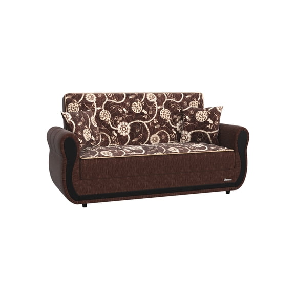 Ottomanson Convertible Sleeper Loveseat with Hidden Storage, Firm Seating, Brown