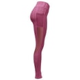 thumbnail image 3 of Xuanfei Women Mesh Splicing Solid Color Bubble High Waist Leggings With Pocket, 3 of 3