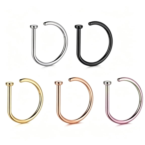 Fake Nose Ring Hoop D Shape Fake Septum Piercing Non Pierced Septum Ring Clip on Lip Rings Faux Earring Stud for Men Faux Lip Piercings Jewelry for Women Halloween Jewelry