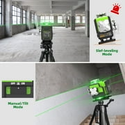 4D 16 Lines Self-Leveling Laser Level, 200Ft Green Beam 4 x 360° Cross Line Laser Level Tools with Bluetooth, Remote Control and Magnetic Bracket