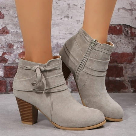 

XIAOFFENN Dress Boots for Women Low Heel Cute Combat Boots Women Women Ladies Shoes Fashion Ankle Solid Zipper Bootie Short Boots