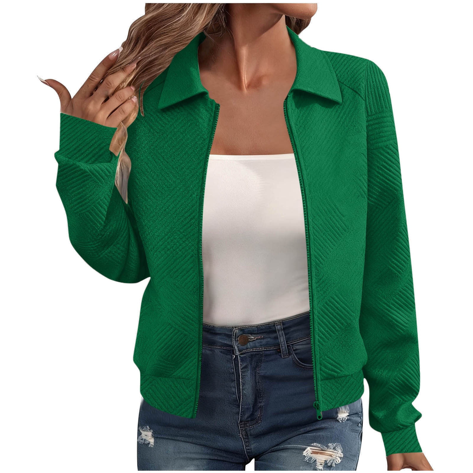 Veste Bomber Femme Légère - Blouson Court Zippé, Manches Longues, Style Décontracté Pour Automne/hiver