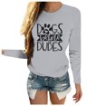 thumbnail image 3 of Pompotops Femmes Imprimé Décontracté Col Rond Manches Longues T-shirt Tunique Tops Blouse, 3 of 6