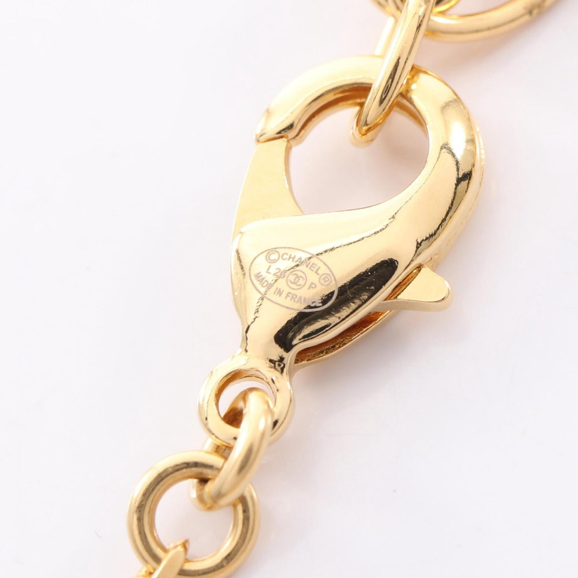 Pre-Owned Chanel Coco Mark Equestrian Necklace Jewelry GP (Gold Plated) Women's Gold, White,...