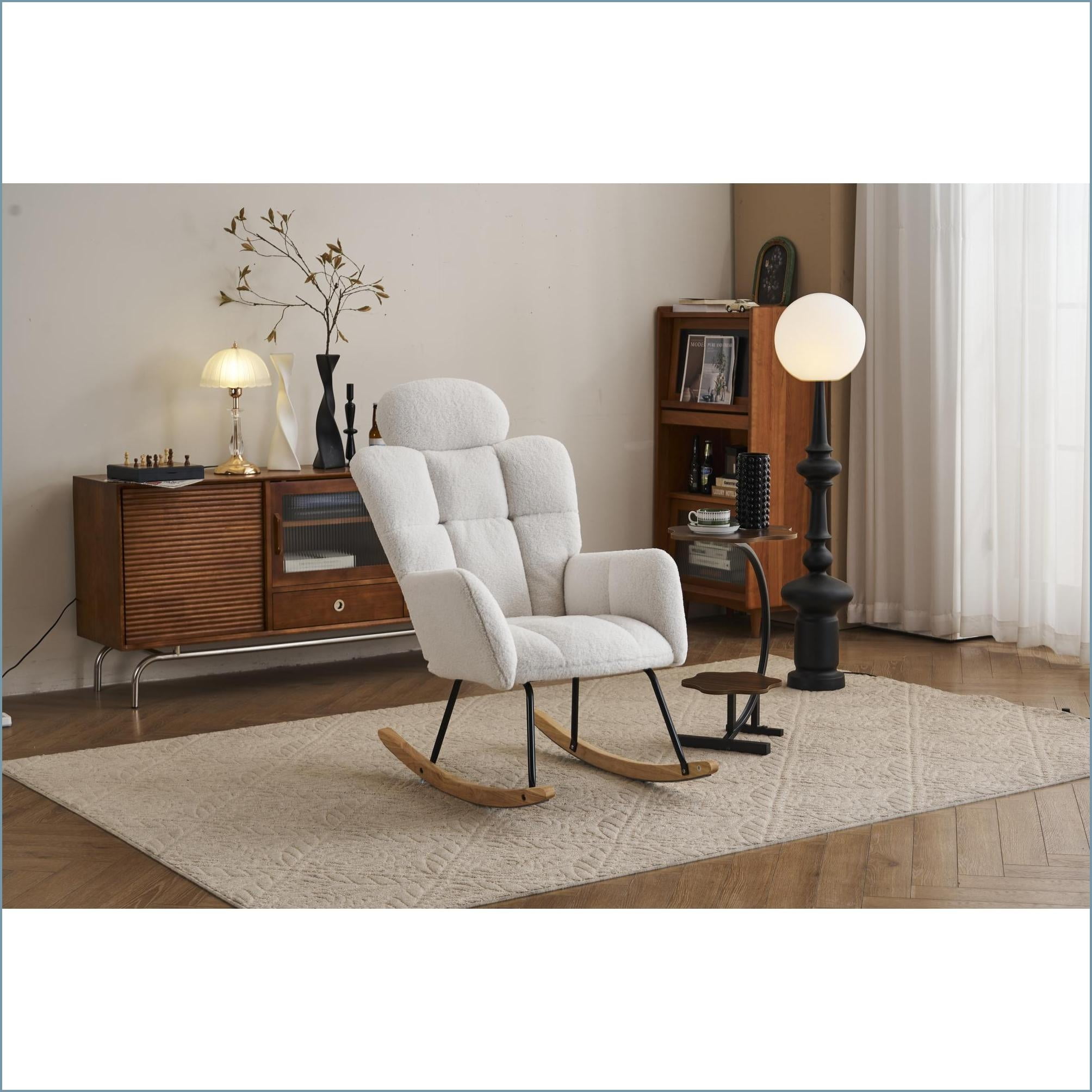 Rocking Chairs, Caramel Teddy Fabric Nursery/Living Room Glider | Teddy | Foam