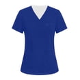 thumbnail image 2 of Iaqnaocc Scrub Tops Women Funny Solid Nurse Working Uniforms Fashion V-Neck Side Slits Scrub Shirt Holiday Short Sleeve Tees Blouse with 3 Pockets Royal Blue 5XL, 2 of 4