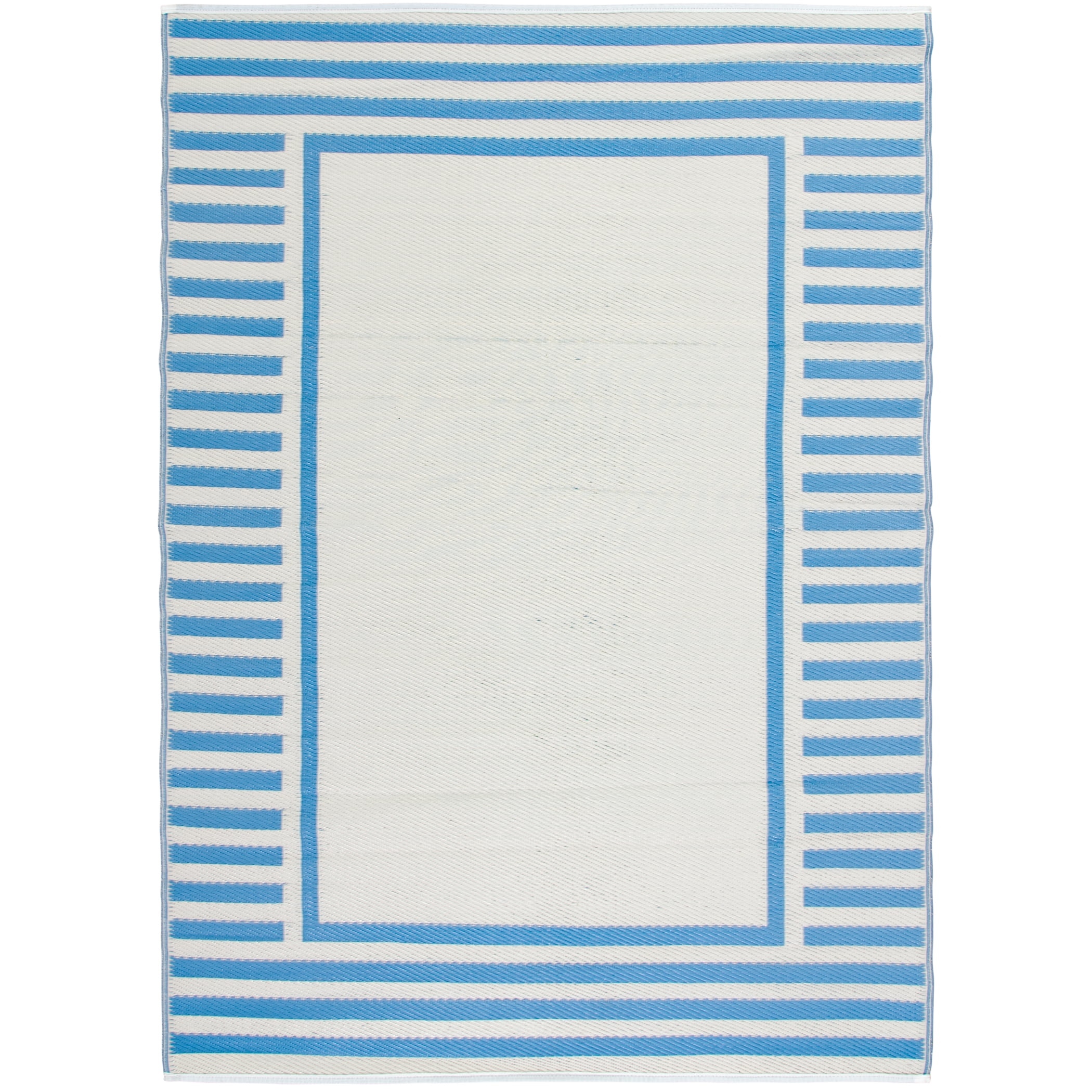 Mainstays Blue Border Stripe Plastic Outdoor Rug, 5'x7'