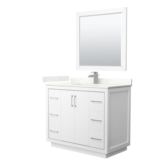 Wyndham Collection Wcf111142s-Qtz-Unsm34 Icon 42" Free Standing Single Basin Vanity Set -