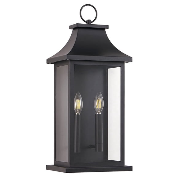 TICOZE 22 Inch Large 2 Light Outdoor Wall Light Modern Black Outdoor Wall Sconce Waterproof Porch Light Fixture with Glass for House, Garage, Entryway (Bulbs Not Included)