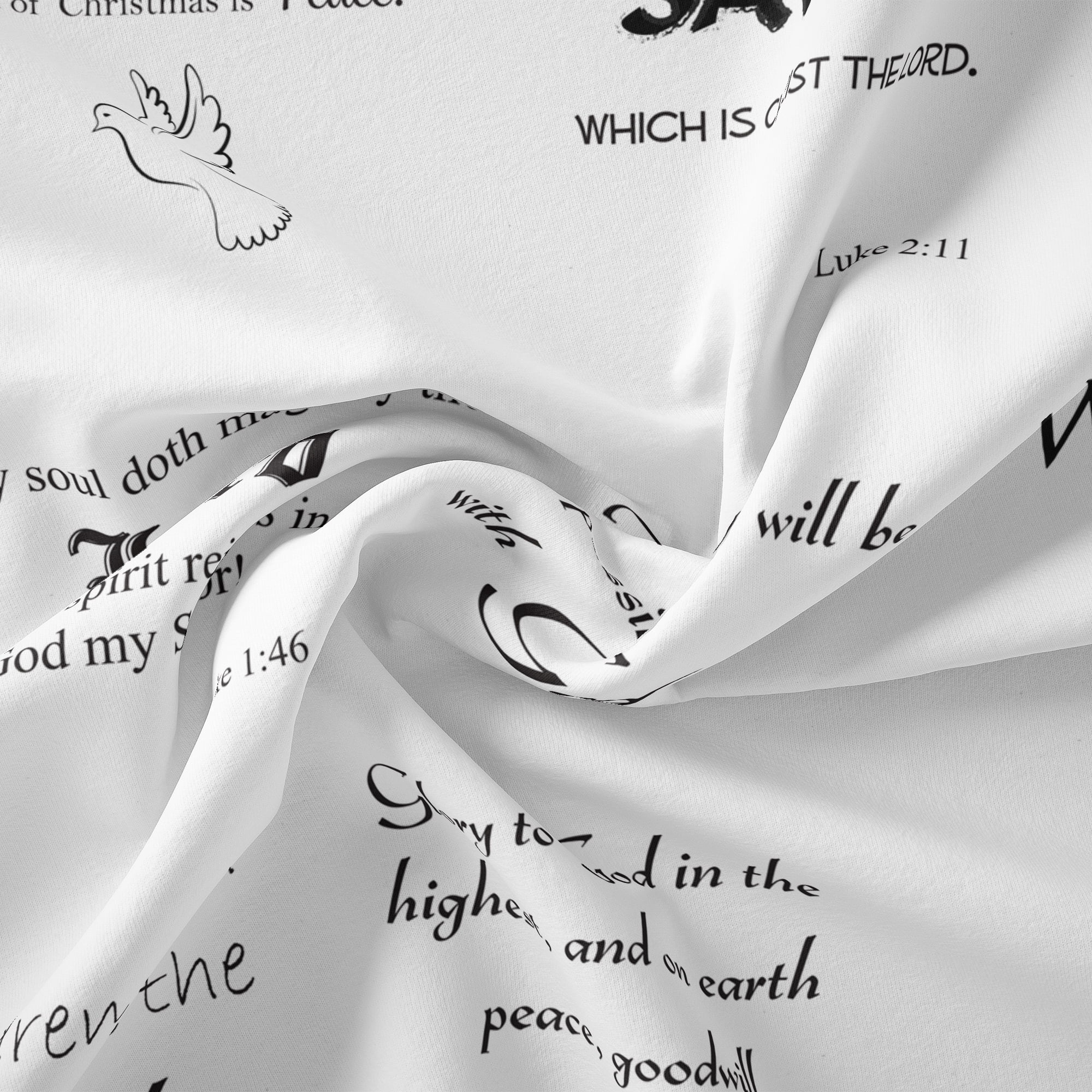 (2 pack) 1 Yard 100% Cotton Religious Text, White, 44" Wide for Quilting & Sewing by David Textiles