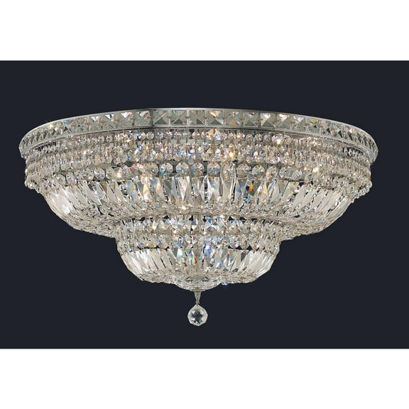 Tranquil 18 light Chrome Flush Mount Clear Royal Cut Crystal
