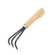 thumbnail image 4 of Rastrillo de mano para jardín, miniherramienta portátil de 3 puntas con mango de madera pequeño, cultivador manual para Marrón claro, 4 of 8