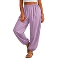 thumbnail image 2 of Yifymode Womens Balloon Pants Trendy Casual Elastic Waist Wide Leg Harem Pants Baggy Pleated Lantern Trousers, 2 of 7