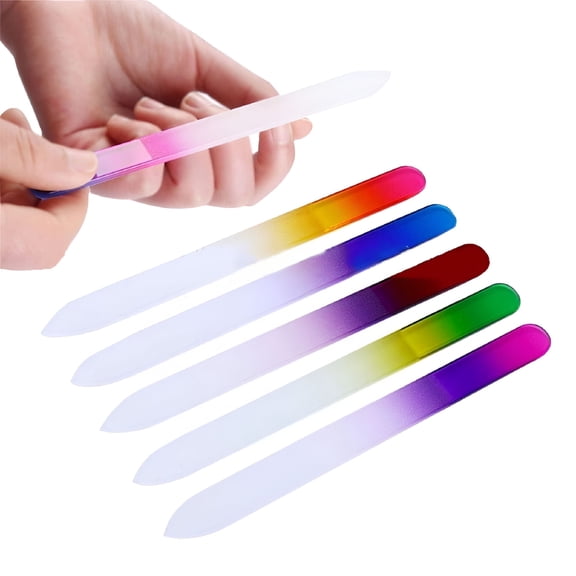 EXLEAF 5 Pcs Glass Nail File, Double Sided Crystal Fingernail Files, Manicure Nail Care