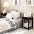 thumbnail image 2 of Furinno Classic Side Table Set of 2, 2-Tier Modern End Table with Small Drawer and Open Shelf, Night Stand, Bedside Table, for Living Room, Bedroom, Dark Americano, 2 of 5