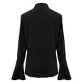 thumbnail image 5 of Holzkary Women's Long Bell Sleeve Tops Ruffle Blouse for Work Dressy Casual Work Tunic Shirts Clothes 2025 Fashion V Neck Drilling Solid Color Long Sleeve Blouses Light Weight Work Shirts Black L, 5 of 5