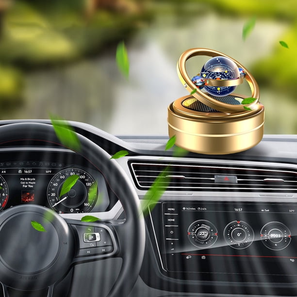 Ambientador solar giratorio para coche, aromaterapia de aire de doble anillo (sol dorado)