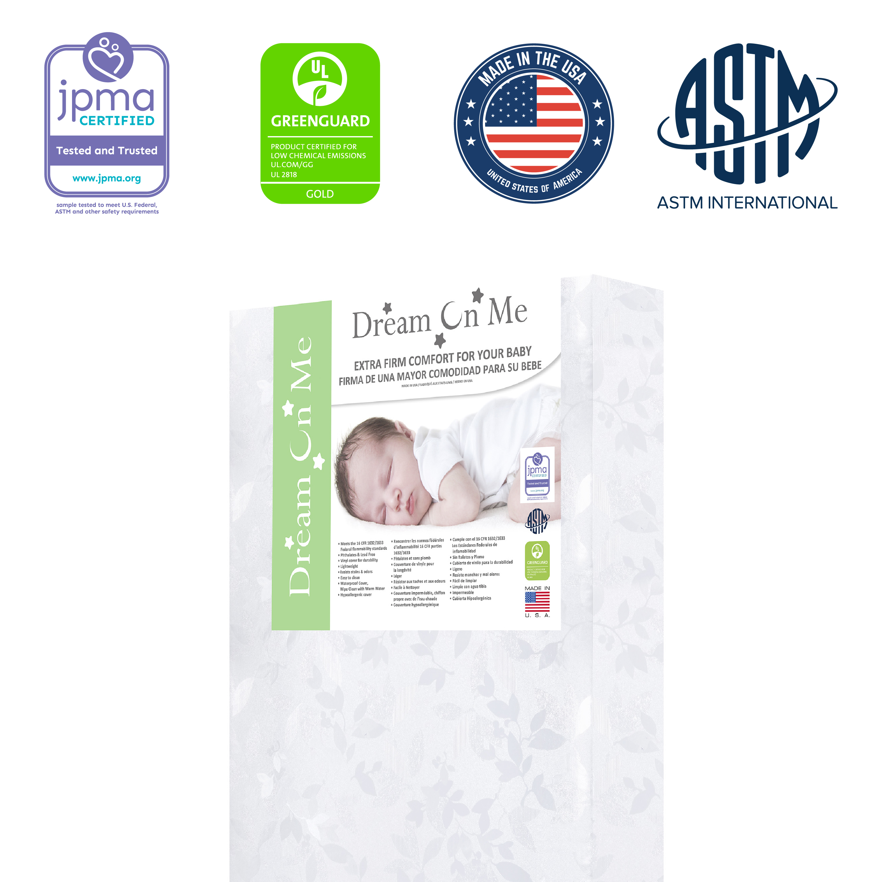 Dream On Me Jasmine 4 Inch Crib & Toddler Mattress photo 2