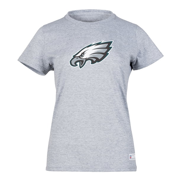NFL Playera Aficionado Básica Philadelphia Eagles Gris para Mujer, Talla Mediana