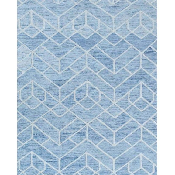 The Rug Decor TRD6373A58 5 x 8 in. Geometrical Hand Hooked Area Rug, Blue
