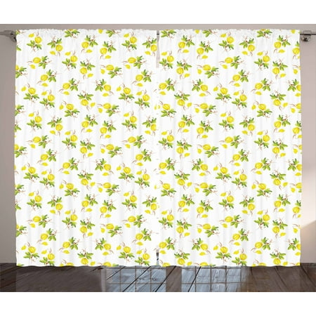 Lemons Curtains 2 Panels Set Abstract Design Watercolor Paint