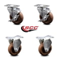 thumbnail image 2 of 4 Inch High Temp Glass Filled Nylon Top Plate Caster Set with 2 Brakes 2 Rigid, 2 of 2
