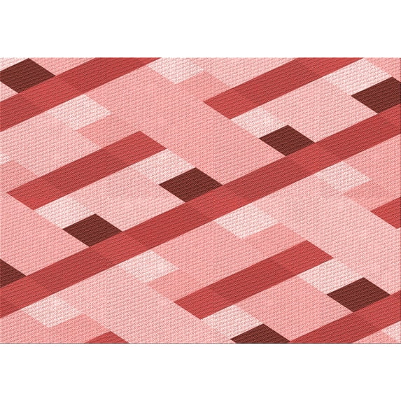 Ahgly Company Indoor Rectangle Patterned Flamingo Pink Area Rugs, 2' x 5'