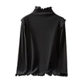thumbnail image 1 of Lovzfmll Haut Thermique Confortable pour Femmes, Manches Longues Col Rond Couche de Base Noir, TG, 1 of 3