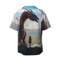 thumbnail image 6 of Lsque Clear Sky Mountain Red Dragon print Men's Cuban Collar Short Sleeve Shirt Summer Beachwear Casual Button Down Fashionable Vacation Leisure Shirt-4X-Large, 6 of 7